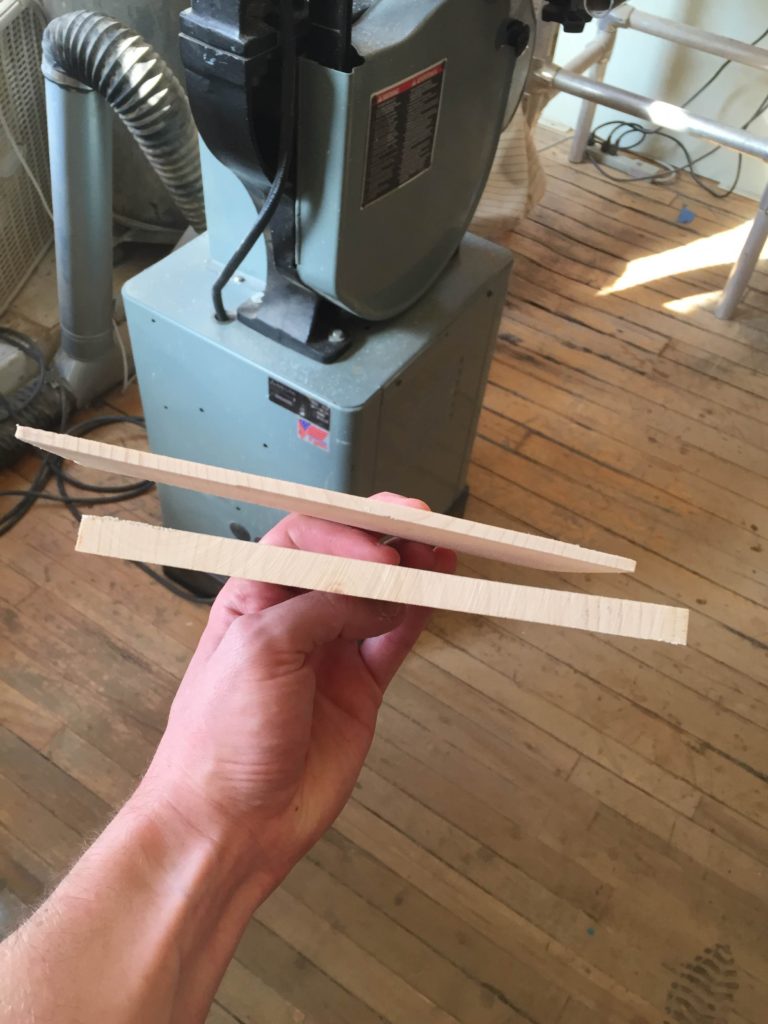 My two pieces of wood, post cut and sand.